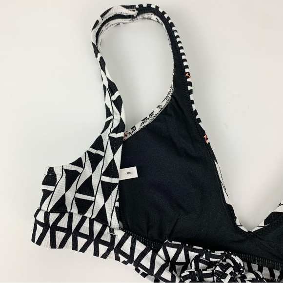 Seafolly Modern Geometry Tribal Triangle Black White Bikini Top Australia US4 - Picture 12 of 14